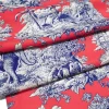 Living Coral Toile De Jouy Print Table Runner
