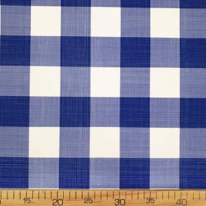 Blue White Gingham Check Fabric