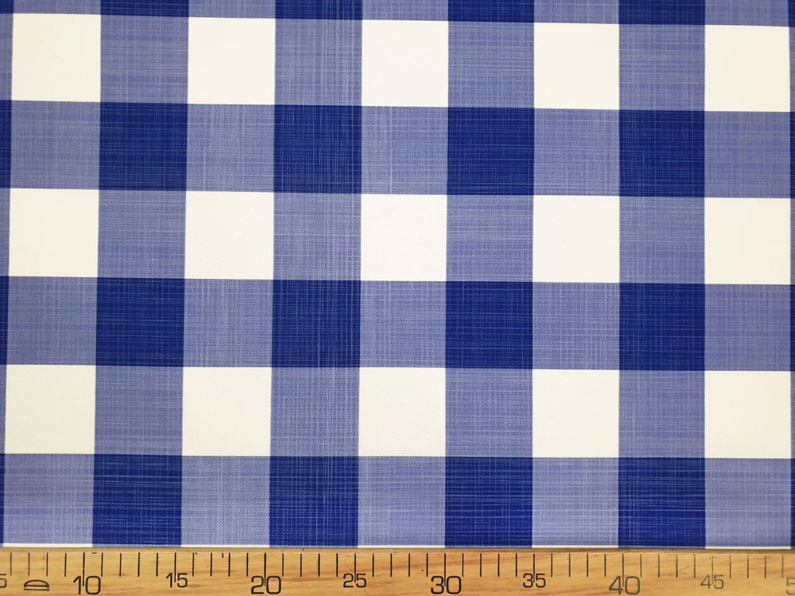 Blue White Gingham Check Fabric