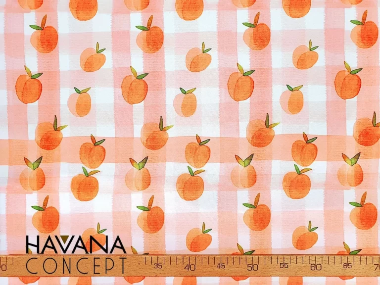 Watercolor Apricots Gingham Fabric
