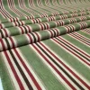 Vintage Striped Fabric - Thin Maroon Ivory Stripes on Green