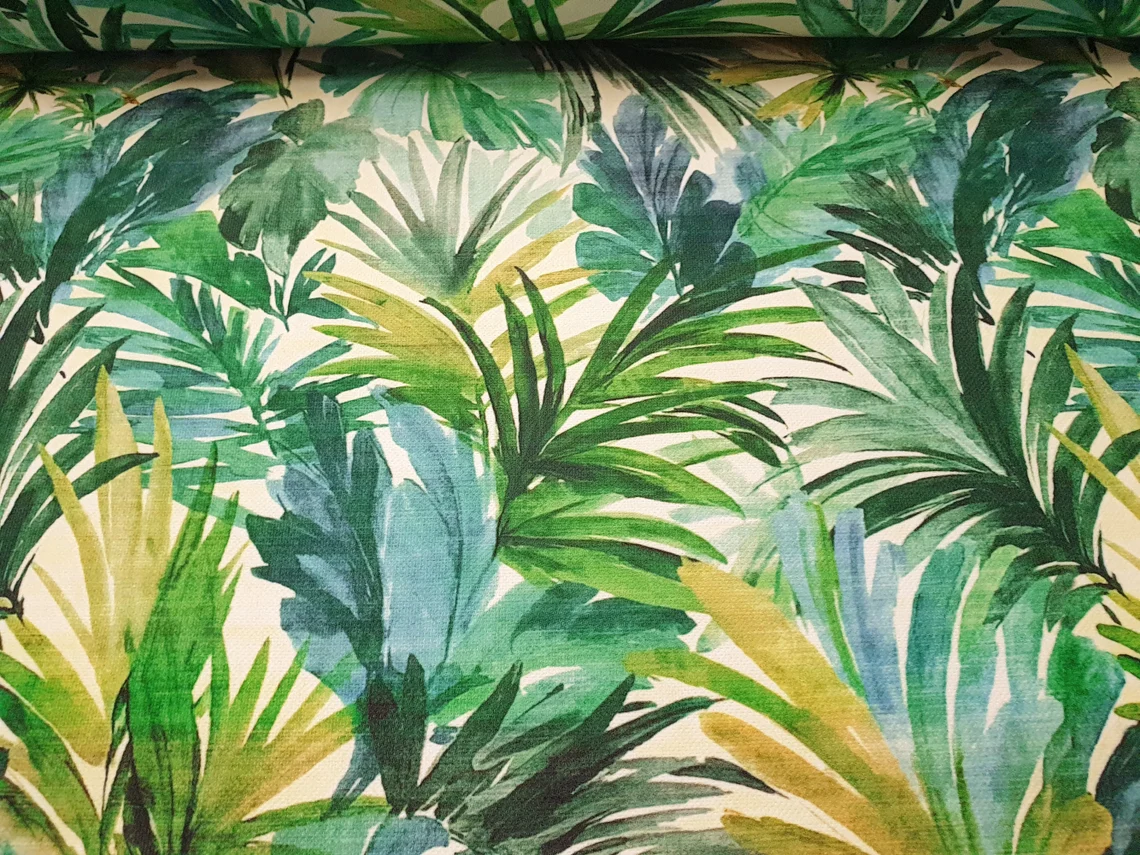 Watercolor Tropical Palm Leaves Fabric