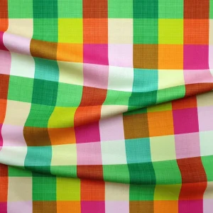 Rainbow Gingham Print Fabric