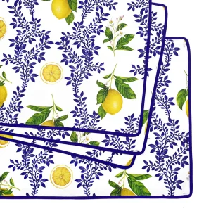 Italian Majolica Floral Lemon Fruit Fabric Placemat