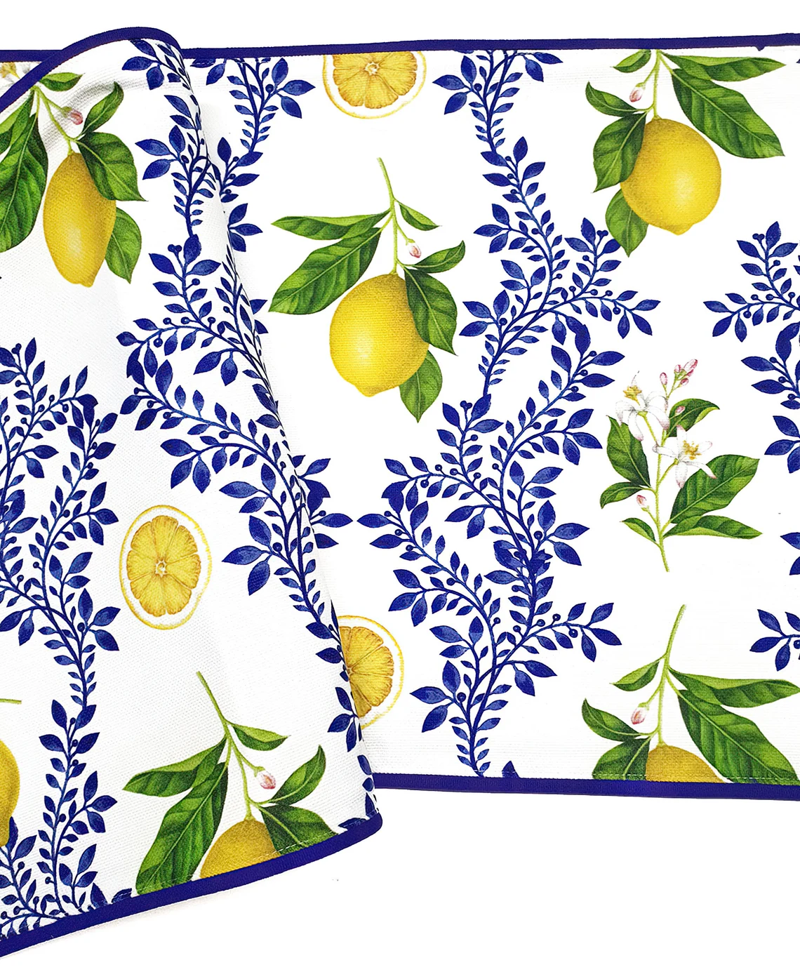 Italian Majolica Floral Lemon Fruit Fabric Placemat