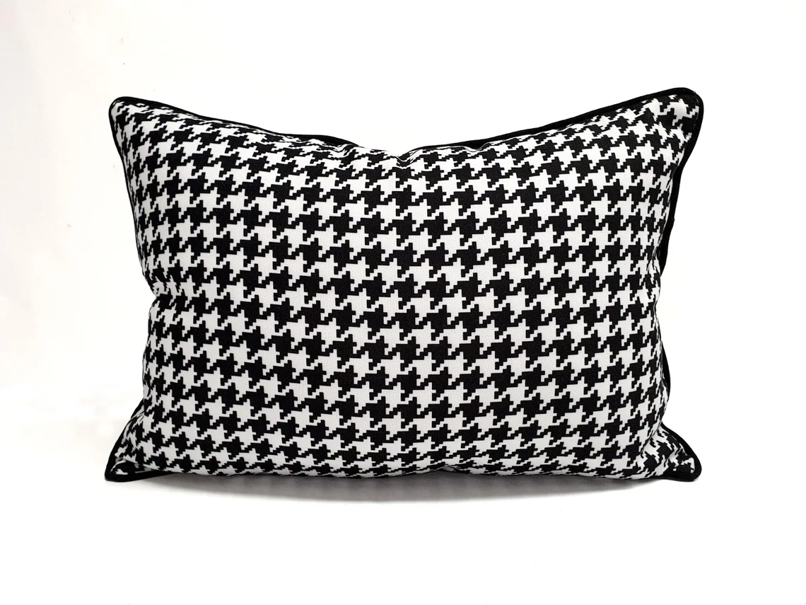 Black and White Pillow Covers, Houndstooth and Gingham