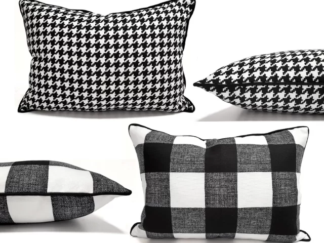 Black and White Pillow Covers, Houndstooth and Gingham