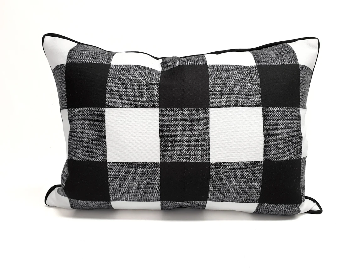 Black and White Pillow Covers, Houndstooth and Gingham
