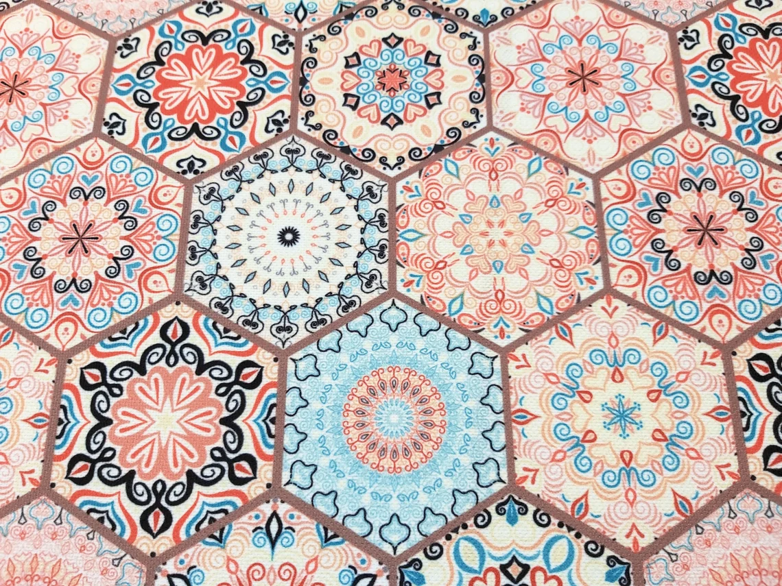Oriental Hexagonal Moroccan Fabric