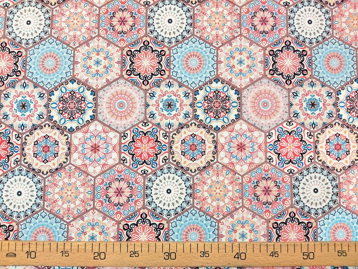 Ethnic Hexagonal Moroccan Fabric
