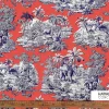 Living Coral Indian Toile de Jouy Fabric