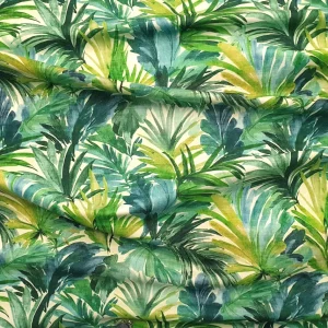 Watercolor Tropical Palm Leaves Fabric