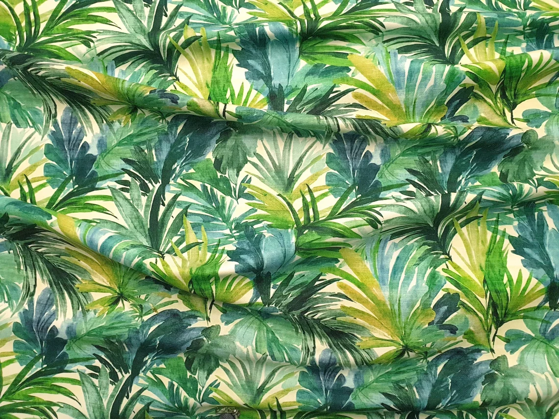 Watercolor Tropical Palm Leaves Fabric