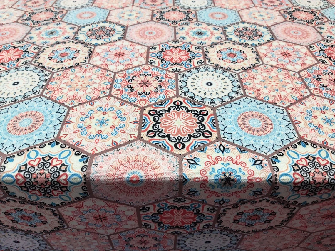 Oriental Hexagonal Moroccan Fabric