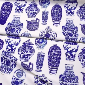 Bleu Blanc Porcelain Vases Fabric