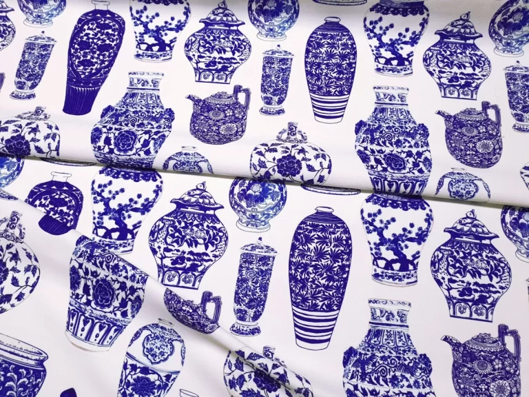 Bleu Blanc Porcelain Vases Fabric