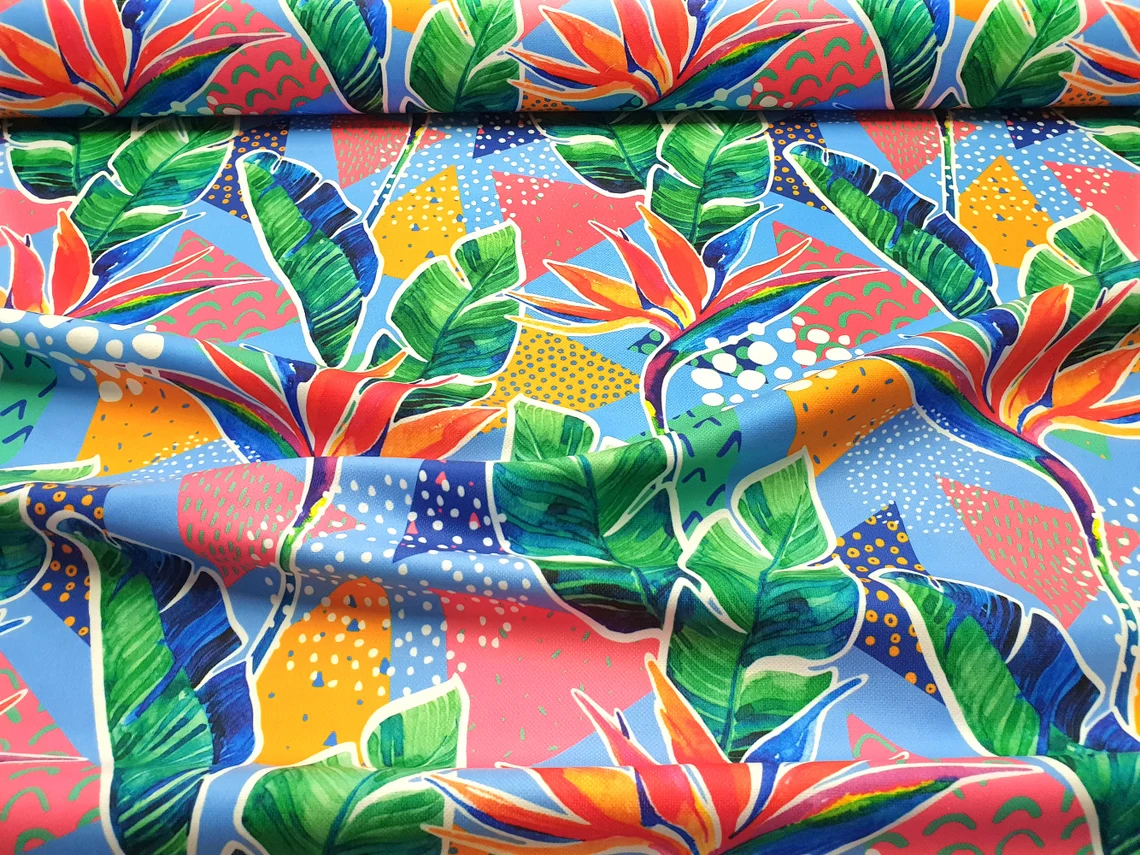 Colorful Tropical Floral Fabric