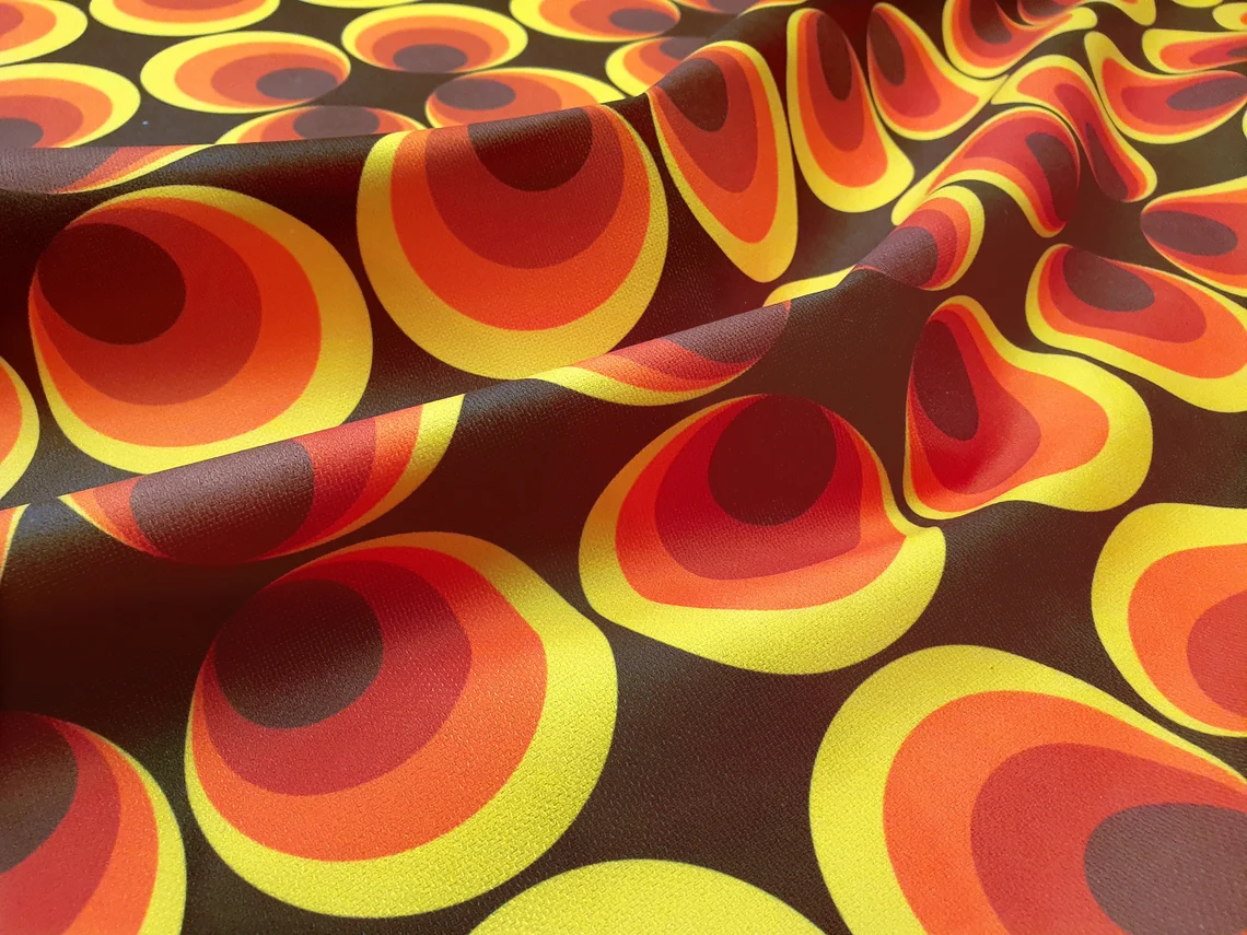 Mid Century Fabric, Brown Orange Fabric by the Yard