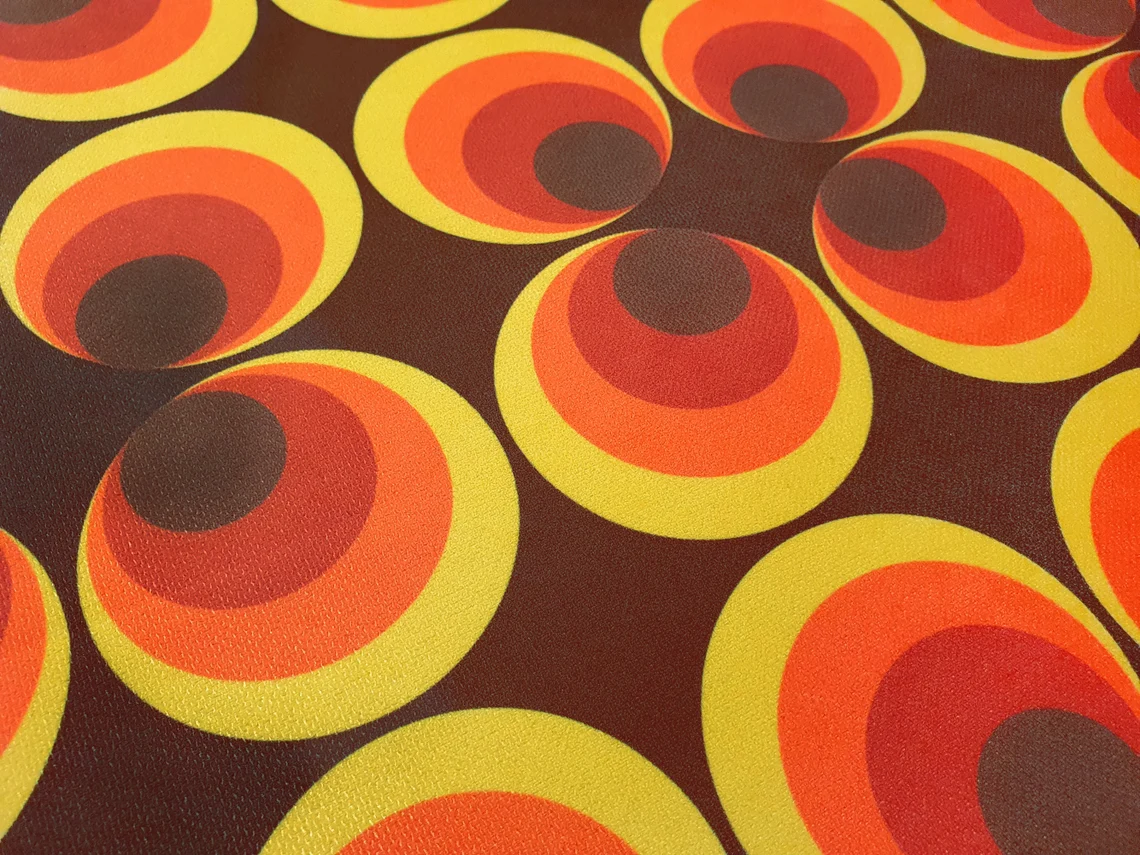 Mid Century Fabric, Brown Orange Fabric by the Yard