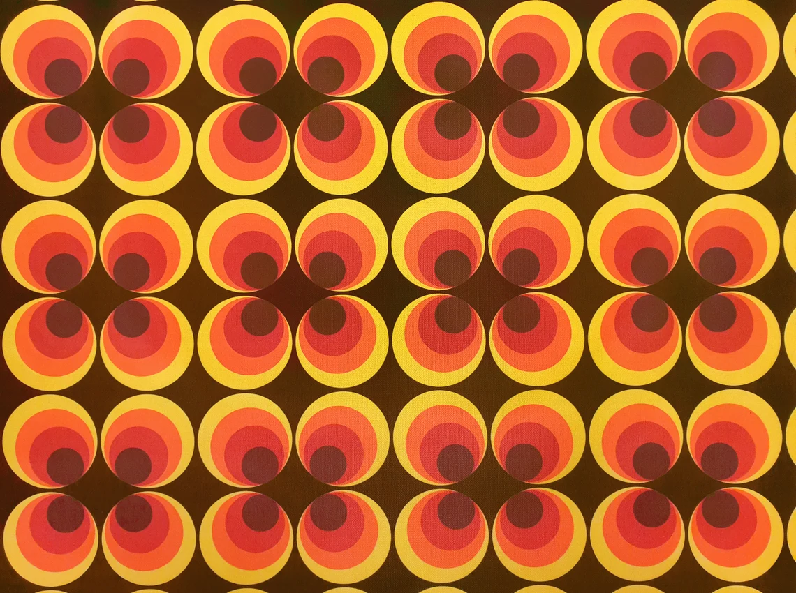 Mid Century Fabric, Brown Orange Fabric by the Yard