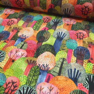 Colorful Forest Print Fabric