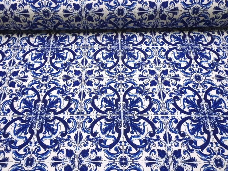 Italian Majolica Tile Azulejo Fabric