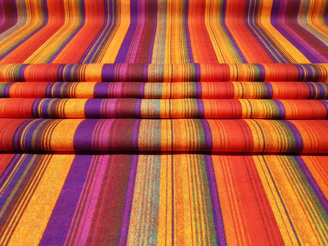 Retro Orange Striped Fabric