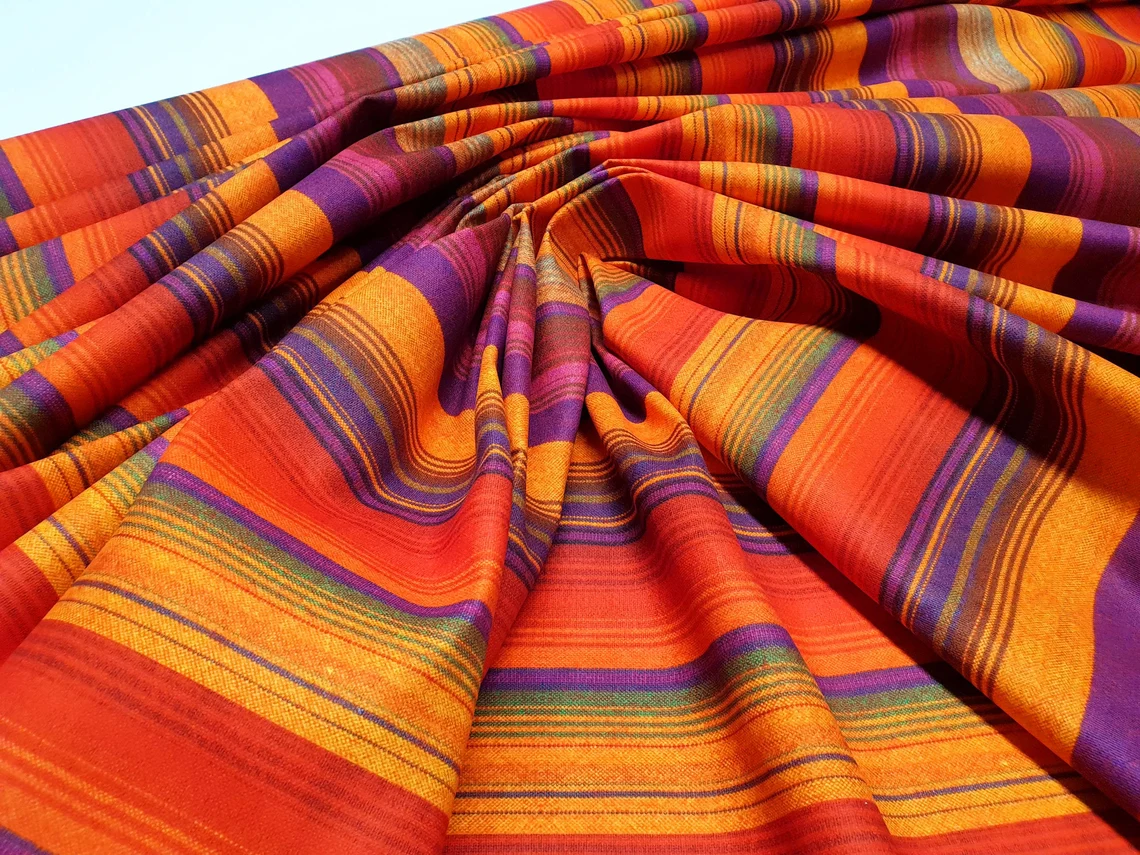 Retro Orange Striped Fabric