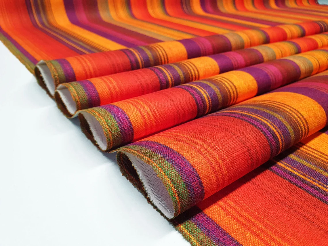Retro Orange Striped Fabric