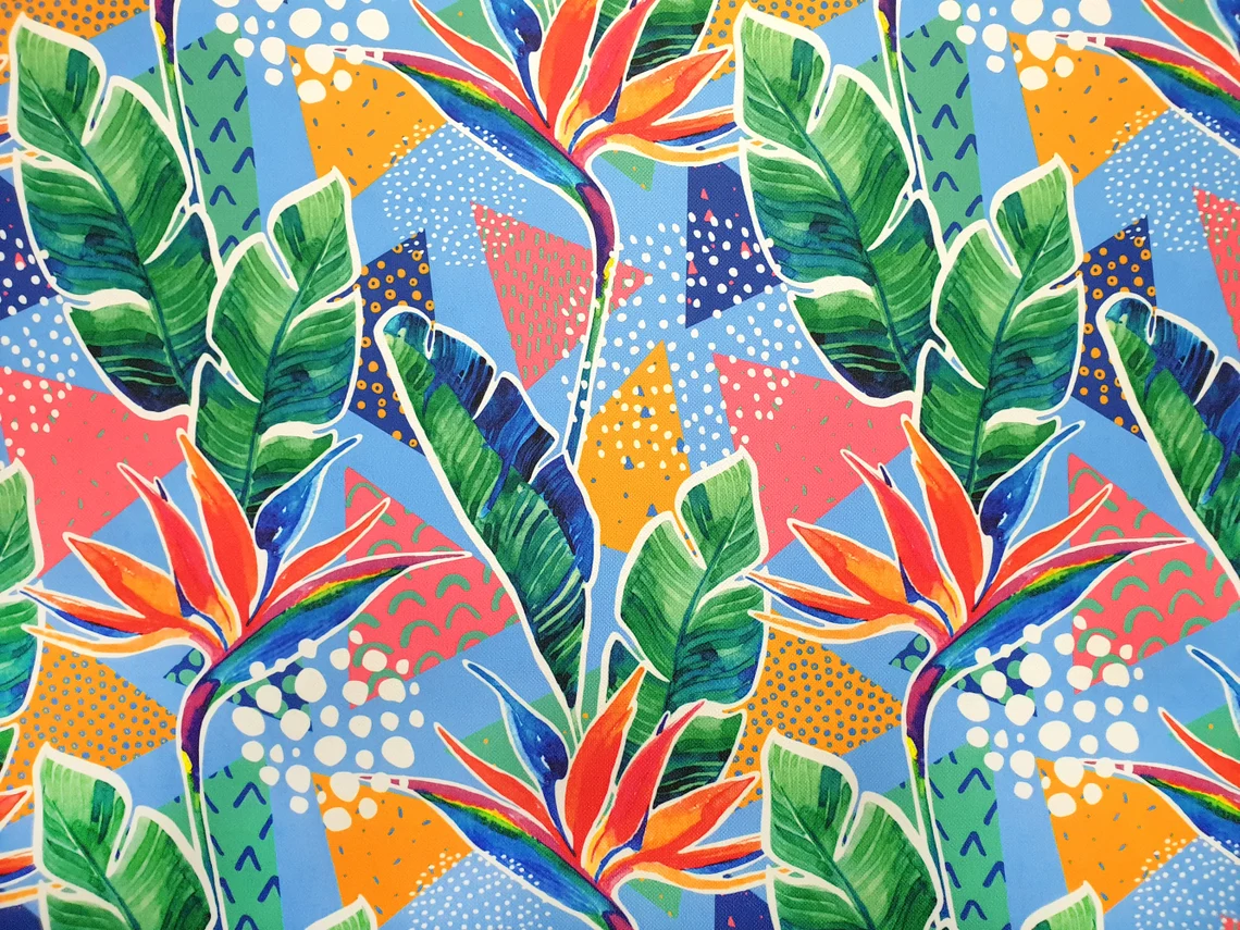 Colorful Tropical Floral Fabric