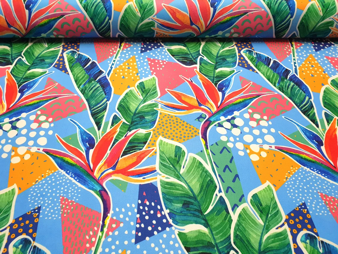 Colorful Tropical Floral Fabric