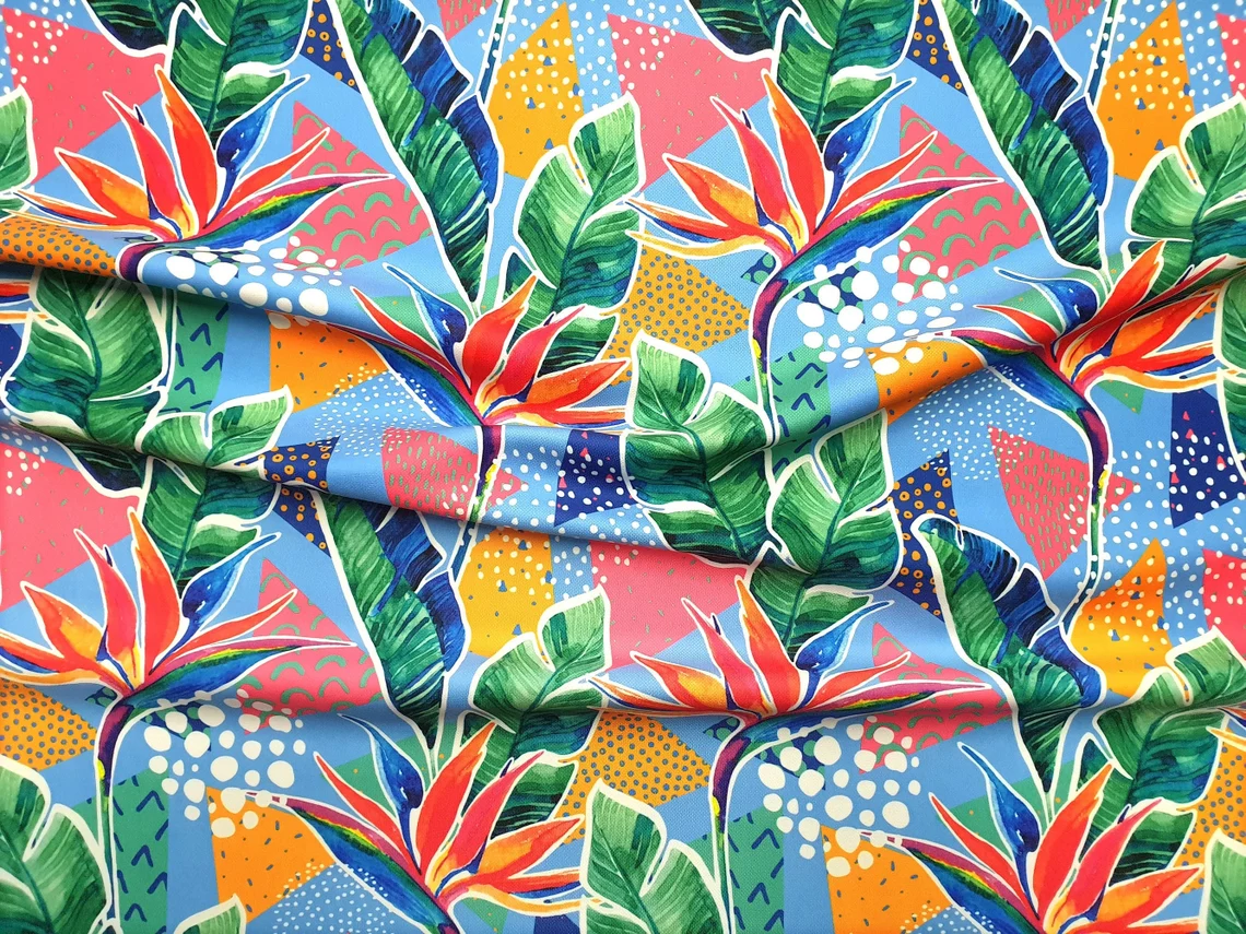 Colorful Tropical Floral Fabric