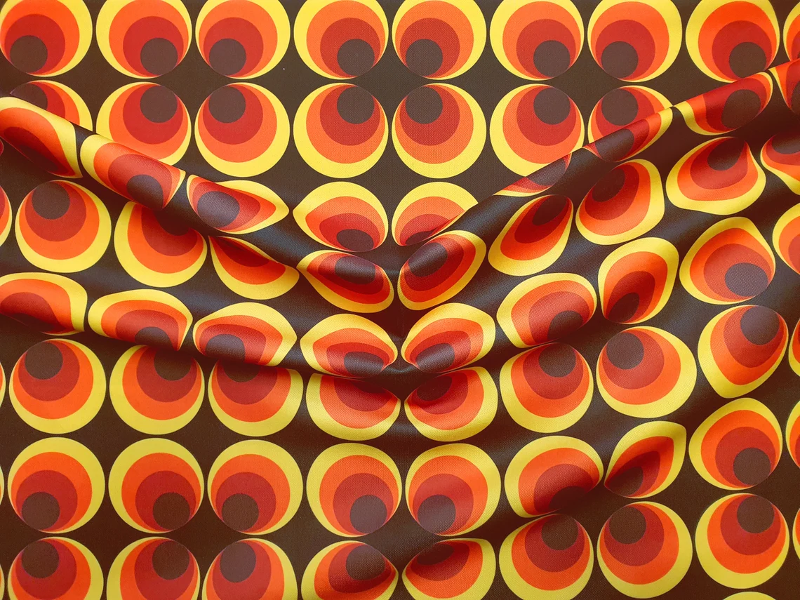 Mid Century Fabric, Brown Orange Fabric by the Yard