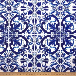 Italian Majolica Print Upholstery Fabric by the Yard