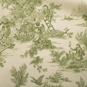 Green Toile de Jouy Fabric