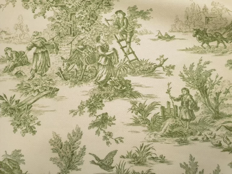 Green Toile de Jouy Fabric