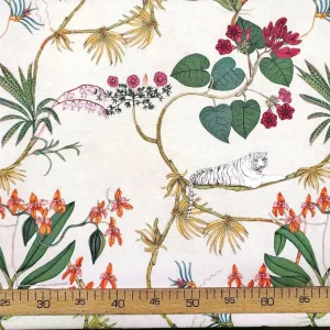 Tropical Forest White Tiger Fabric