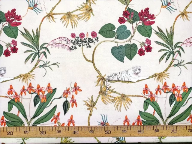 Tropical Forest White Tiger Fabric
