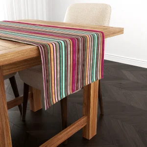 Vintage Rainbow Striped Table Runner