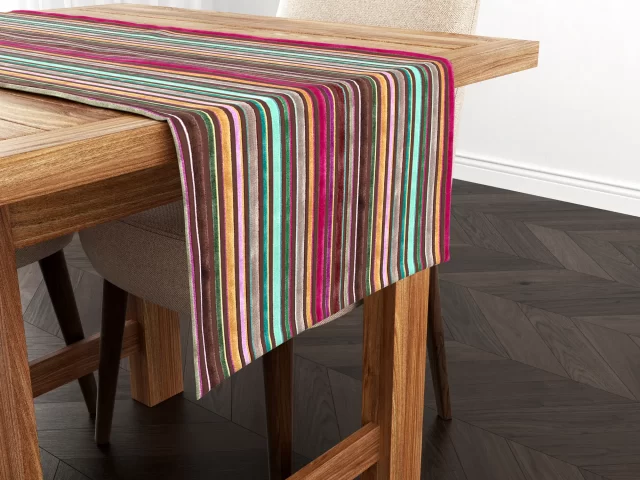 Vintage Rainbow Striped Table Runner
