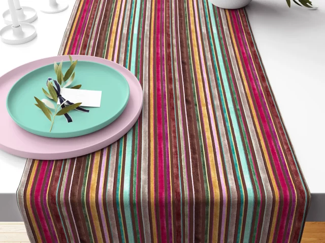 Alternative view of Vintage Rainbow Striped Table Runner