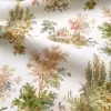 Olive Green Toile de Jouy Fabric