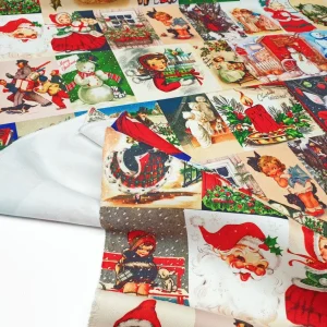 Vintage Christmas Postcards Fabric