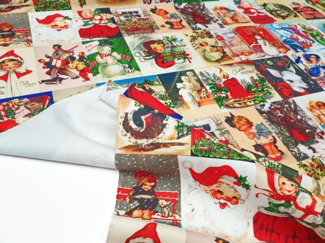Vintage Christmas Postcards Fabric