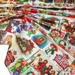 Vintage Christmas Postcards Fabric