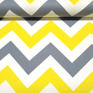 Yellow Grey Chevron Fabric