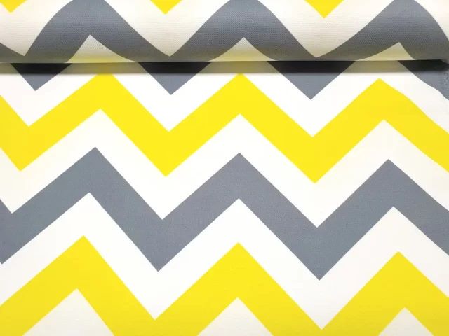 Yellow Grey Chevron Fabric