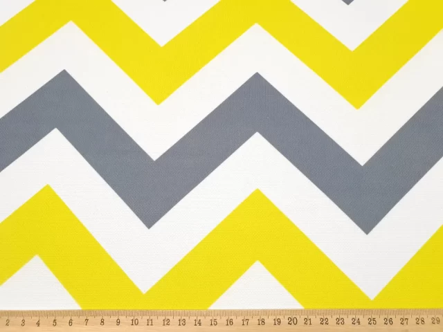 Yellow Grey Chevron Fabric