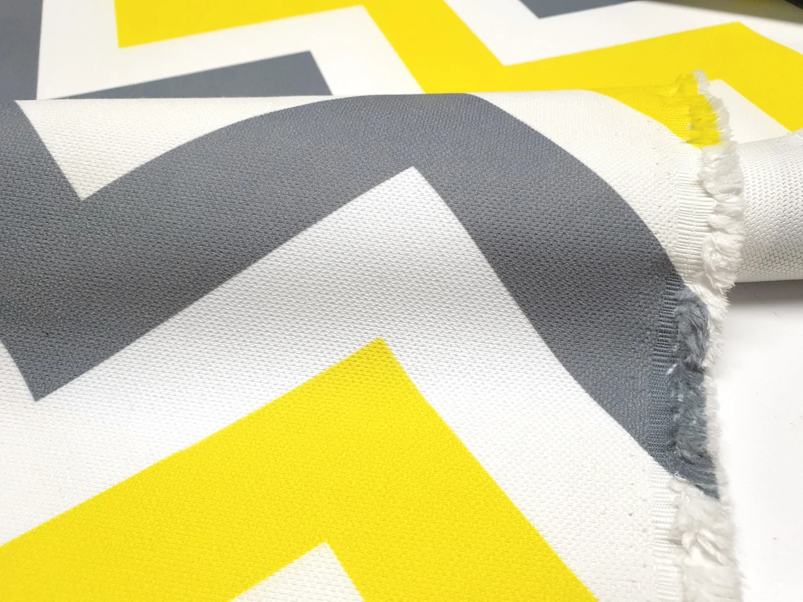 Yellow Grey Chevron Fabric