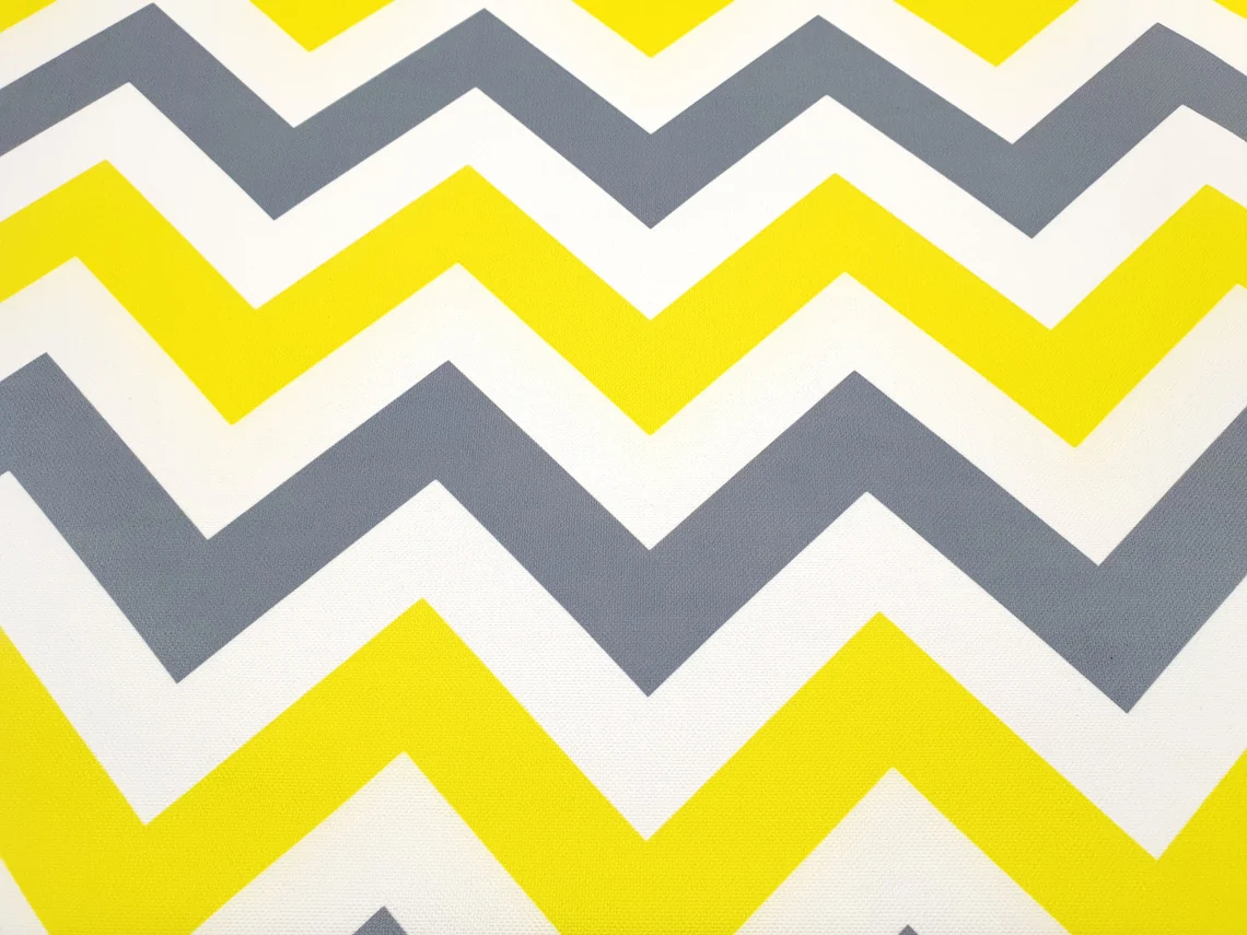 Yellow Grey Chevron Fabric